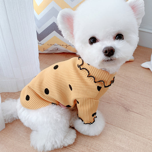 Cute Cotton Dog Turtleneck - Polka Dot Pattern Pet Sweater