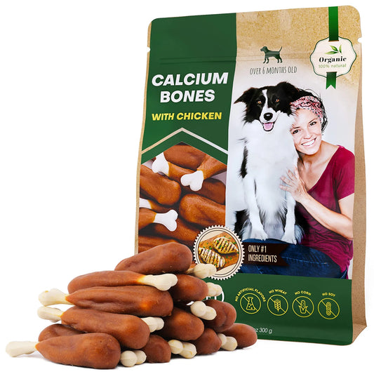 Calcium Bones Wrapped with Real Chicken - Rawhide-Free Dog Chew Treats